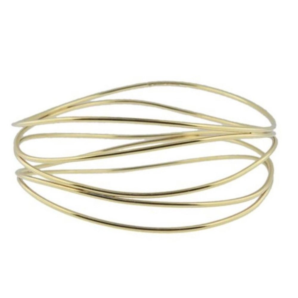 Authentic Tiffany & Co Elsa Peretti 18k Yellow Gold 5 Row Wave Bangle Bracelet